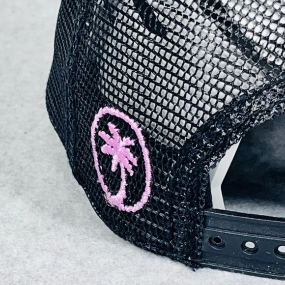 Hooters Hat Women’s Black Vegan Leather Rhinestones Owl Snap‎ Back OSFM Vtg - Picture 10 of 16